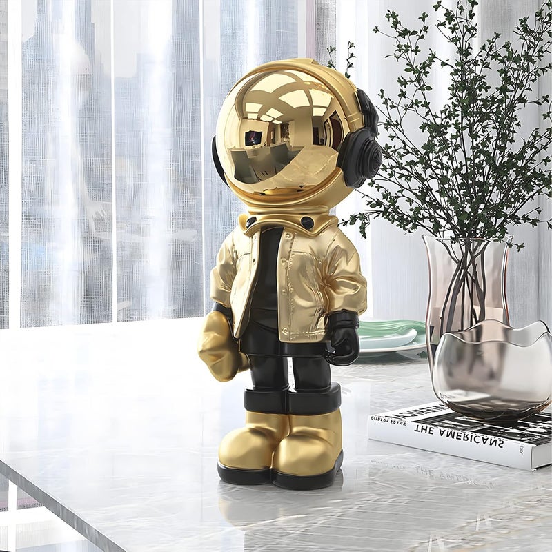 Dosker Astronaut Statues Spaceman Sculpture Polyresin Arts Gifts Gold Figurine Ornament Room Decor for Men,Home and Crafts Desktop Accessories Tabletop Decoration, Living Room, Office, Bookshelf - Image 1